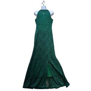 Vshow Womens Sleeveless Lace Halter Mermaid Maxi Dress Medium Green Holiday Part